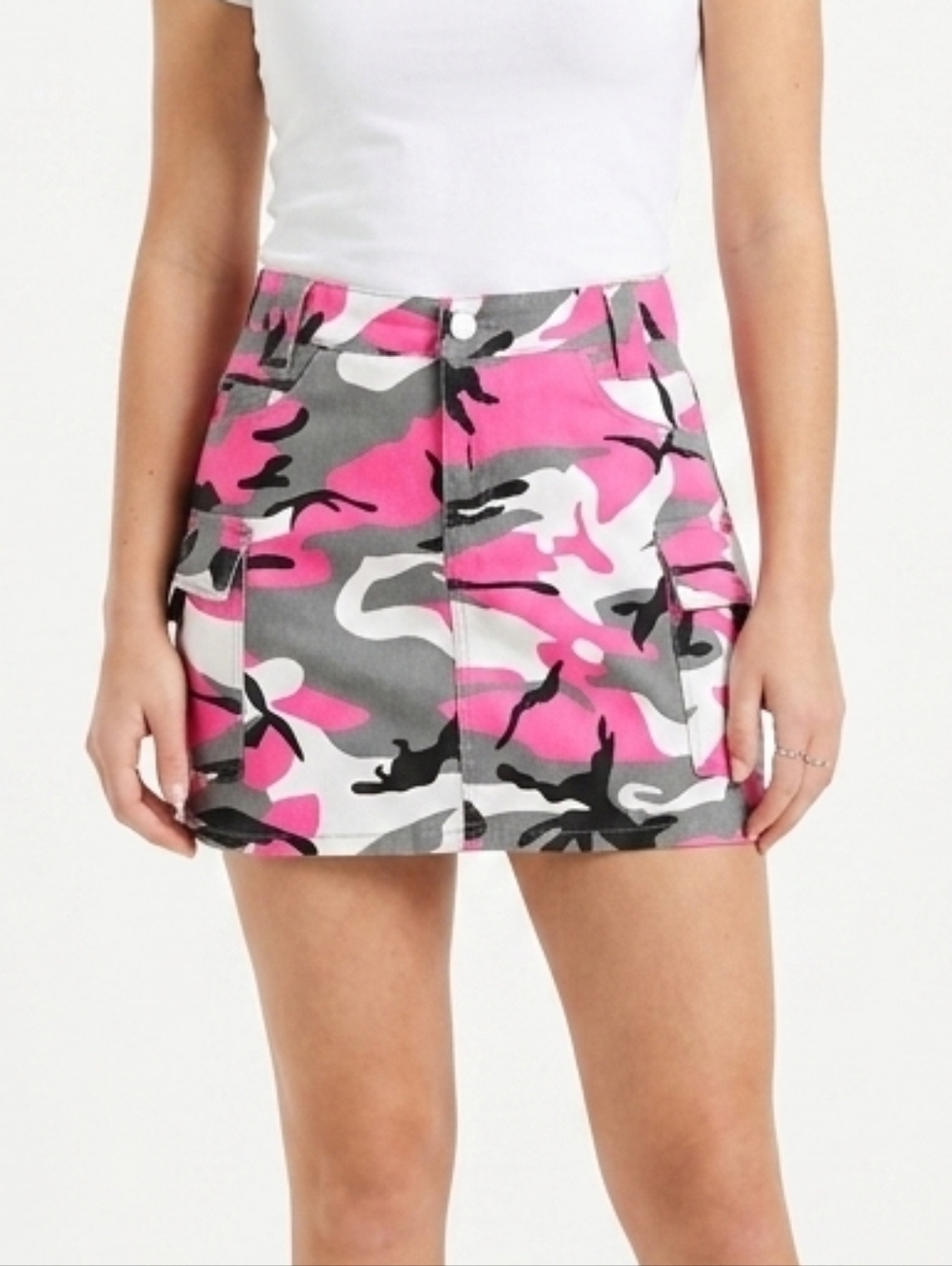 Almost Famous Pink Camo Cargo Mini Skirt Y2K Juniors Size Medium